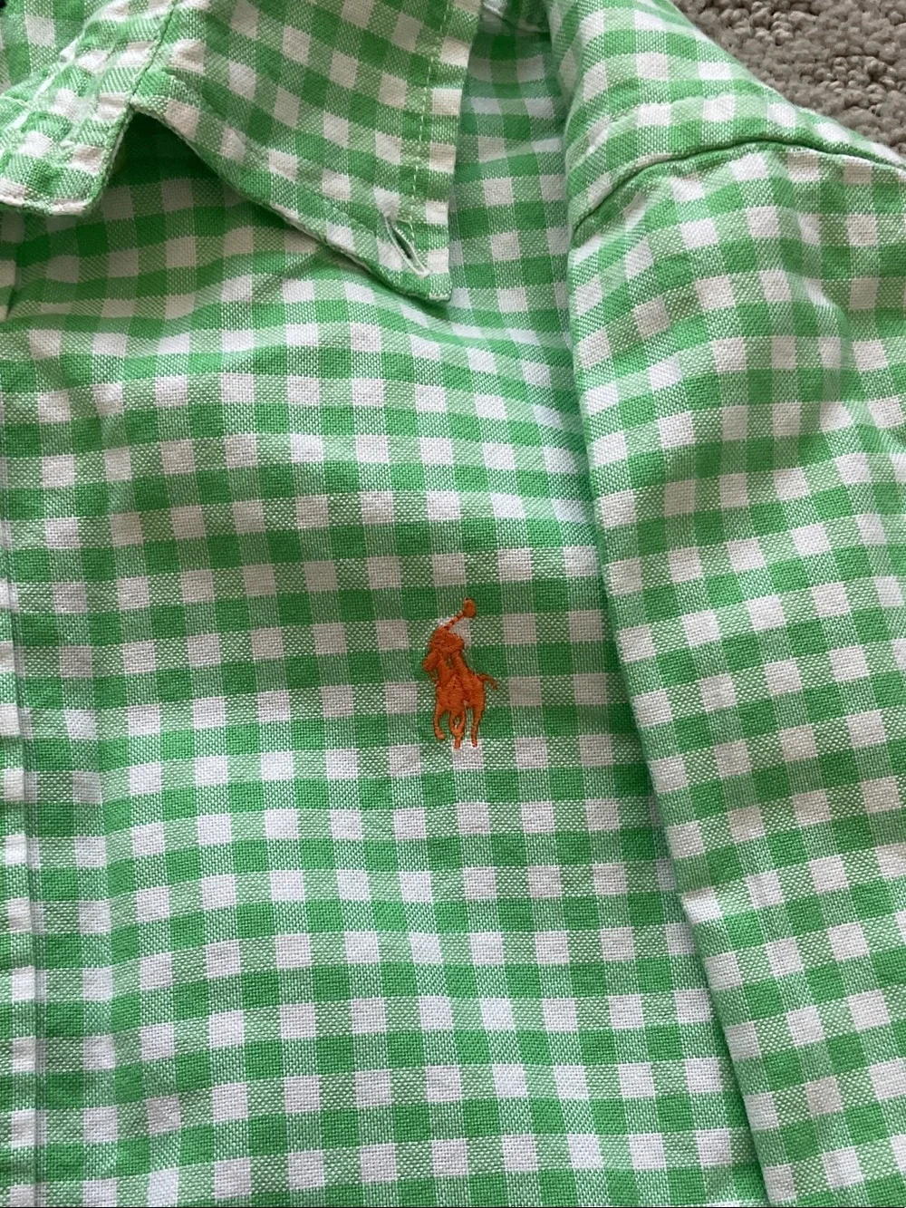 Ralph Lauren Green Gingham Button-Down Shirt 0517